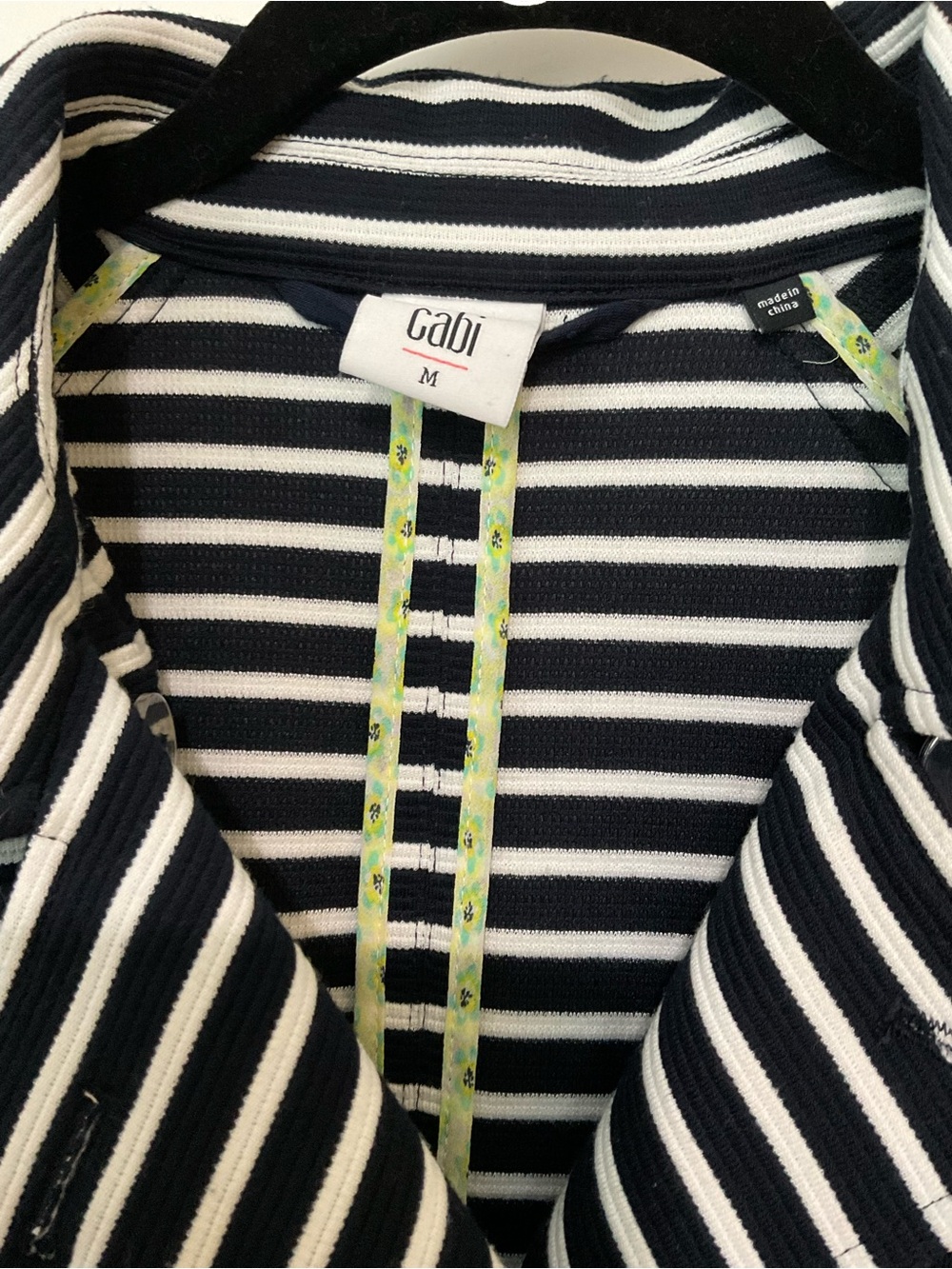 CAbi Navy and White Striped Double-Breasted Trench Coat - Picture 2 of 4